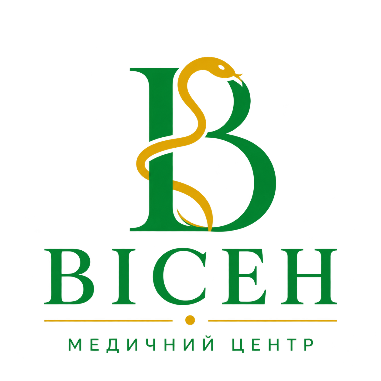 лого медичного центру Вісен змія на букві В